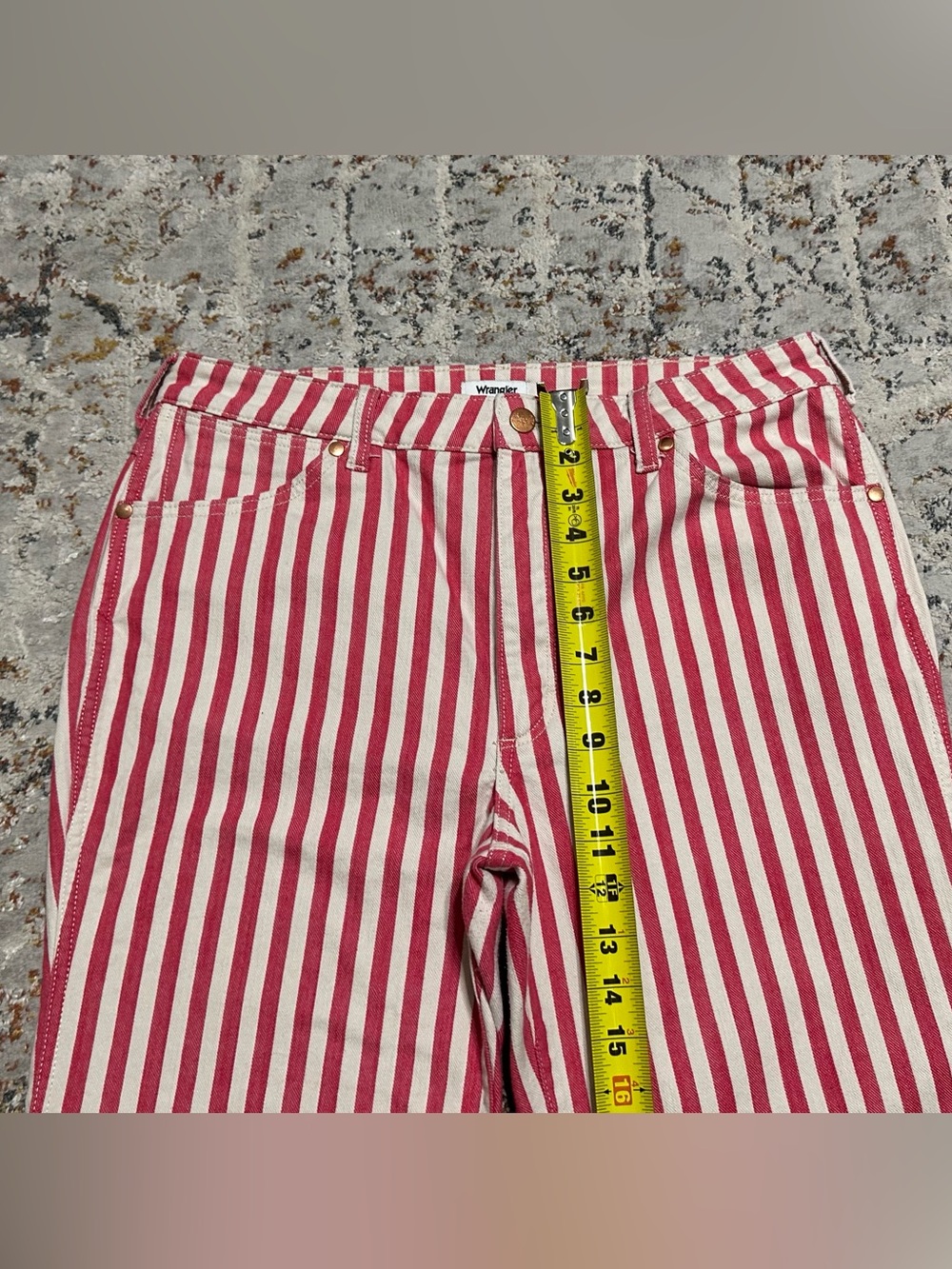 Wrangler Wanderer Pink striped Flare Jeans High Rise size 33 x 30 - Picture 5 of 14